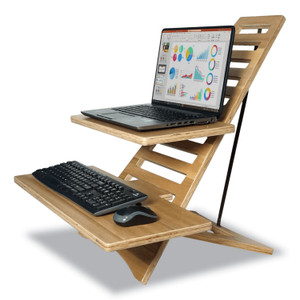 Victor DC175A High Rise Acacia Wood Laptop Standing Desk, 24.7x11.8x24, Brown Woodgrain, Supports 20 lbs