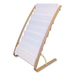 Alba Literature Floor Display Rack, 22.8 x 19.69 x 36.61, White/Woodgrain