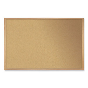 Ghent Natural Cork Bulletin Board with Wood Frame, 24" x 18", Tan Surface, Oak Finished Wood Frame
