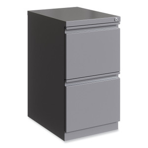 Hirsh Industries Full-Width Pull 20 Deep Mobile Pedestal File, 2-Drawer: File/File, Letter, Arctic Silver, 15 x 19.88 x 27.75