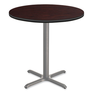 NPS Cafe Table, 36" Diameter x 42h, Round Top/X-Base, Mahogany Top, Gray Base
