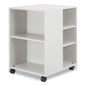 Durable Flexible Multi-Functional Cart for Office Storage, Wood, 6 Shelves, 20.79 x 23.31 x 29.45, White