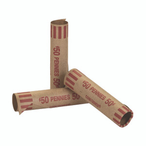 CONTROLTEK Crimped End Coin Wrappers, Pennies, $.50, 1,000 Wrappers/Pack