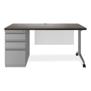 Alera Modern Teacher Series Pedestal Desk, Left-Side Pedestal: Box/Box/File, 60" x 24" x 28.75", Charcoal Woodgrain/Gray Alera Modern Teacher Series Pedestal Desk, Left-Side Pedestal: Box/Box/File, 60" x 24" x 28.75", Charcoal Woodgrain/Gray