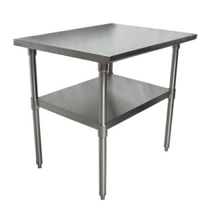 BK Resources Stainless Steel Flat Top Work Tables, 36w x 30d x 36h, Silver, 2/Pallet