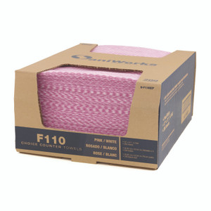 SaniWorks Choice Counter Foodservice Wiper, 1-Ply, 12 x 21, Pink/White, 200/Carton
