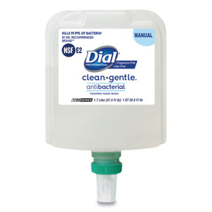 Dial Professional Clean+Gentle Antibacterial Foaming Hand Wash Refill for 1700 Dispenser, Fragrance-Free, 1.7 L, 3/Carton