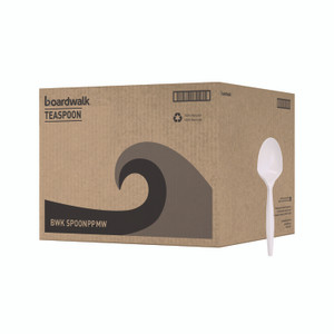 Boardwalk Mediumweight Polypropylene Cutlery, Spoon, 5.31", Plastic, White, 1,000/Carton