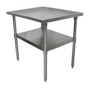 BK Resources Stainless Steel Flat Top Work Tables, 24w x 24d x 36h, Silver, 2/Pallet