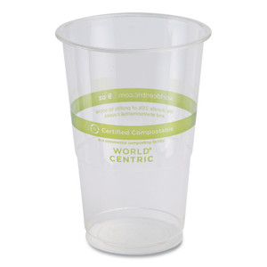 World Centric PLA Clear Cold Cups, 9 oz, Plastic, Clear, 2,000/Carton