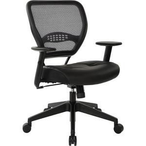Office Star Professional Dark Air Grid Back Managers Chair - Leather Seat Material - 5-star Base - Black