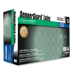 SemperGuard Latex Powdered Gloves, Cream, Small, 100/Box