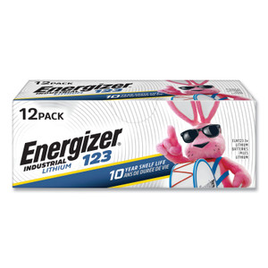 Energizer Industrial Lithium CR123 Photo Battery, 3 V, 12/Pack