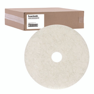 Boardwalk Natural Burnishing Floor Pads, 27" Diameter, White, 5/Carton