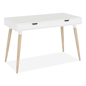 Workspace by Alera Scandinavian Writing Desk, 47.24" x 23.62" x 29.53", White/Beigewood
