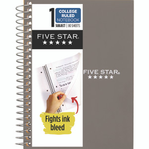 Five Star Wirebound Notebook, 1-Subject, Medium/College Rule, Randomly Assorted Cover Color, (80) 7 x 5.5 Sheets