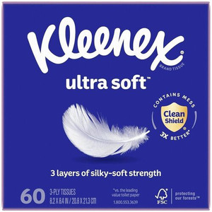 Kleenex Ultra Soft Tissues - 3 Ply - WhiteBox - 65/Box - (KCC54277CT)