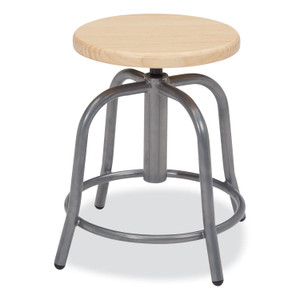 NPS 6800 Series Height Adjustable Wood Seat Swivel Stool, Supports Up to 300 lb, 19" to 25" Seat Height, Maple Seat, Gray Base