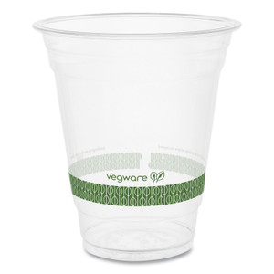 Vegware 96-Series Cold Cup, 12 oz, Plastic, Clear/Green, 1,000/Carton