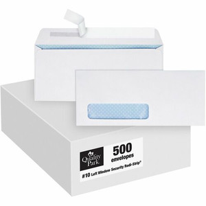 Quality Park No. 10 Window Security Tinted Envelopes with a Self-Seal Closure - Single Window - #10 - 4 1/8" Width x 9 1/2" Length - 24 lb - Self-sealing
