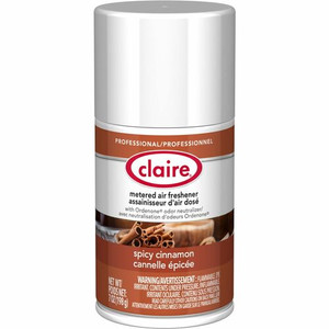 Claire Spicy Cinnamon Metered Air Freshener - Aerosol - 330 Sq. ft. - 10 fl oz (0.3 quart) - Spicy Cinnamon - 30 Day
