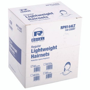 AmerCareRoyal Lightweight Latex-Free Hairnets, Nylon, 24", Black, 144/Box, 20 Boxes/Carton