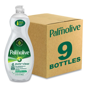 Palmolive Pure + Clear Dishwashing Liquid, Spring Fresh, 32.5 oz Bottle, 9/Carton