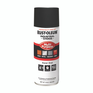 Rust-Oleum Industrial Choice 1600 System Multi-Purpose Enamel Spray Paint, Ultra-Flat Black, 12 oz Aerosol Can, 6/Carton