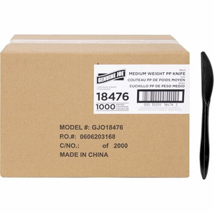 Genuine Joe Medium-weight Individually Wrapped Knives - Knife - Breakroom - Disposable - Black