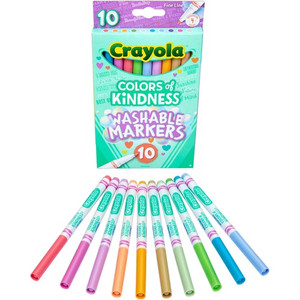 Crayola Colors of Kindness Markers - Fine Marker Point - Washable - Multicolor Ink - Water Based - Assorted Barrel