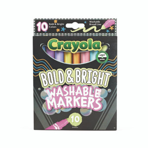 Crayola Bold and Bright Washable Markers, Broad Bullet Tip, Assorted Colors, 10/Box