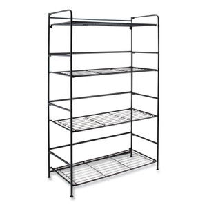 Advantus FlipShelf Four-Shelf Unit, 26.5w x 12d x 43h, Black
