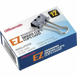 Officemate Binder Clip - Small - 2.8" Length x 1.7" Width - 0.38" Size Capacity - for Binder - Gray