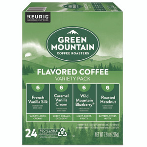 Green Mountain Coffee Flavored Variety Coffee K-Cups, Assorted Flavors, 0.38 oz K-Cup, 24/Box