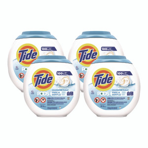 Tide Pods, HE Compatible, Unscented, 81 Pods/Tub, 4 Tubs Carton