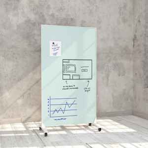 U Brands Double Sided Magnetic Glass Dry-Erase Mobile Floor Easel, 72" X 42" (UBR4777U0001)