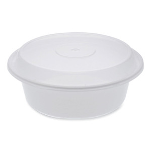 Pactiv Evergreen Newspring VERSAtainer Microwavable Containers, Round, 32 oz, 7 x 7 x 2.75, White/Clear, Plastic, 150/Carton