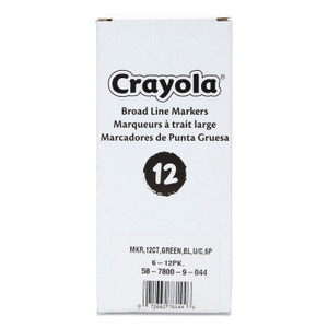 Crayola Broad Line Washable Markers, Broad Bullet Tip, Green, 12/Box