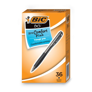 BIC BU3 Ballpoint Pen, Retractable, Medium 1 mm, Black Ink, Smoke/Black Barrel, 36/Pack (BICBU3361BK) View Product Image