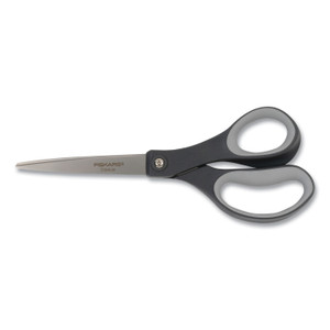 Fiskars Everyday Titanium Softgrip Scissors, 8" Long, 3.1" Cut Length, Straight Dark Gray Handle