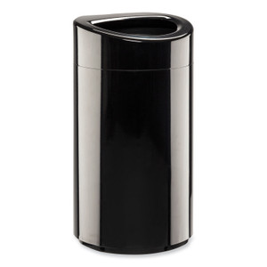 Safco Open Top Oval Waste Receptacle, 14 gal, Steel, Black
