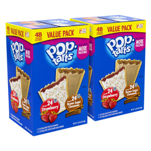 Kellogg's Pop Tarts, Brown Sugar Cinnamon/Strawberry, 2/Pouch, 24 Pouches Box, 2 Boxes/Carton