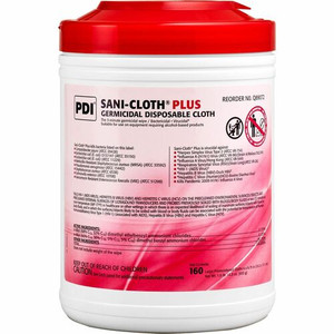 PDI Sani-Cloth Plus Germicidal Disposable Cloth - 6.75" Length x 6" Width - Disposable, Disinfectant, Deodorize, Fungicide, Virucidal, Bactericide, Latex-free, Bleach-free, Pre-moistened, Antimicrobial - White - 160/Tub - (PDIQ89072)
