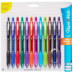 Paper Mate Profile Ballpoint Pen - 1.4 mm Bold Pen Point - Refillable - Retractable - Black, Blue, Green, Brown, Lime, Magenta, Navy, Orange, Purple, Turquoise, Violet Ink - Turquoise Barrel