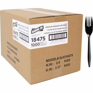 Genuine Joe Medium-weight Individually Wrapped Forks - Fork - Breakroom - Disposable - Black