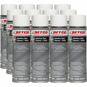 Betco Stainless Steel Cleaner & Polish - Ready-To-Use - 16 fl oz (0.5 quart) - Characteristic Scent - Non-greasy, Film-free - White Can