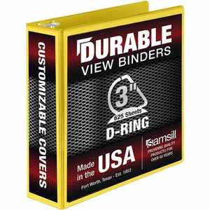 Samsill Durable Three-Ring View Binder - 3" Binder Capacity - 625 Sheet Capacity - 3 Ring(s) - Fastener(s): D-Ring - Pocket(s): 2, Internal - (SAM16481)