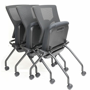 Lorell Conjure Mesh Training Chairs - Polyurethane, Molded Foam, Fabric Seat Material - Black