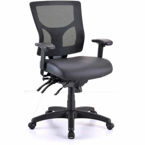 Lorell Conjure Mid-Back Office Chair - Vinyl, Foam, Polyurethane Seat Material - Mid Back - Black - Armrest