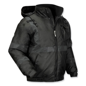 ergodyne GloWear 8377EV Non-Certified Hi-Vis Quilted Bomber Jacket, Black, 5X-Large